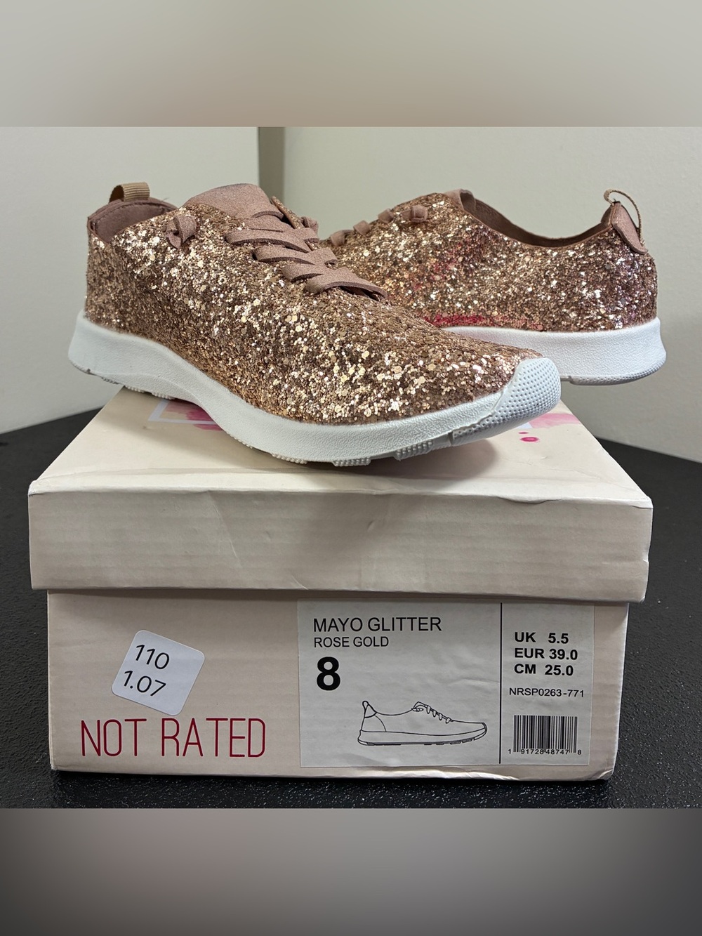 Not Rated Rose Gold Glitter Sneakers